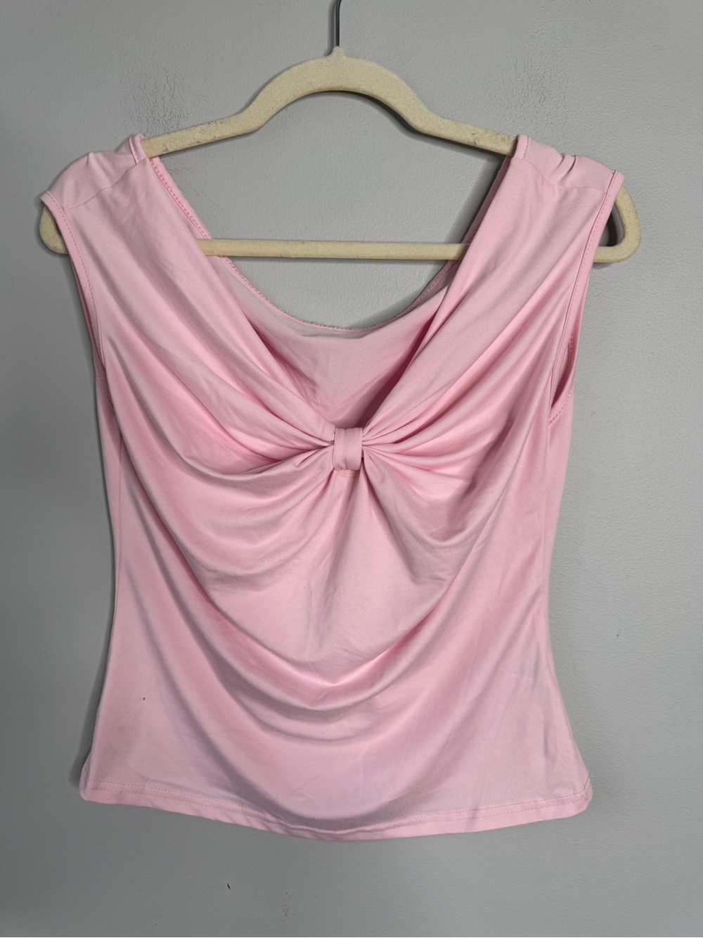 SHEIN Light Pink Knot-Front Sleeveless Tank Top